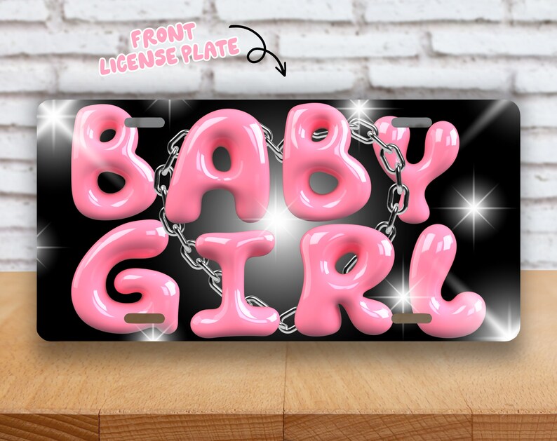 Y2k 3d Pink Bubble Letters Front License Plate Car Vanity Etsy Australia