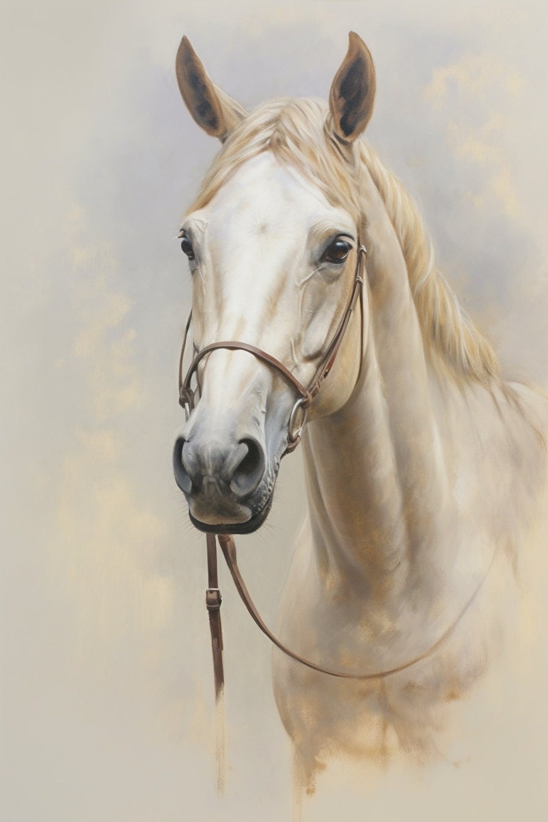 Horse Painting White Horse Wall Art Large White Horse Abstract Painting