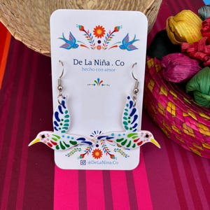 Colibrí Earrings. Hummingbird Earrings. Aretes. Dangles.