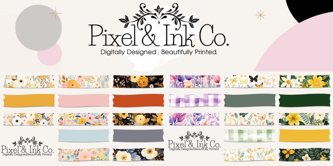 Floral Digital Washi Tape Sticker Sheets: Planner & Journal (PNG) - Etsy