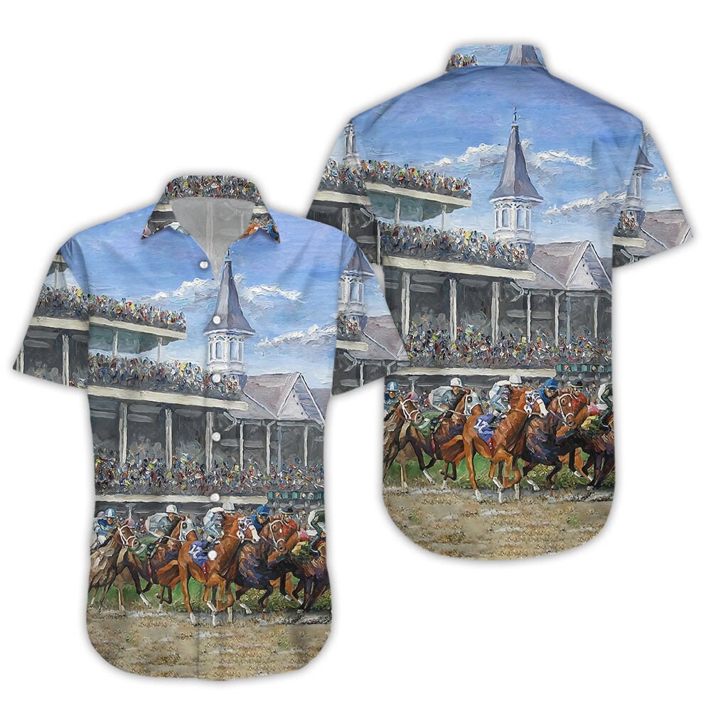 Discover Horse Racing Hawaiian Shirt - Field Horse Racing At Racetrack Hawaii Shirts