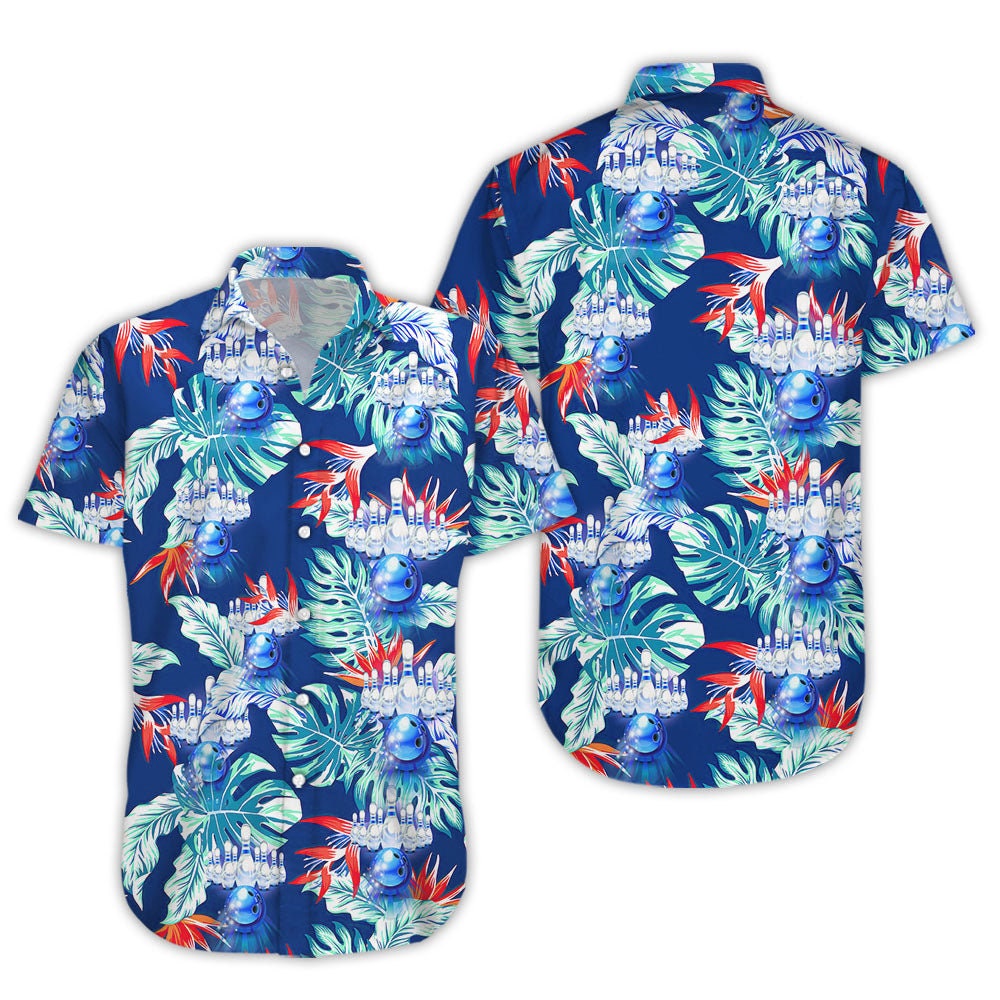 Discover Bowling Hawaiian Shirt - Blue Bowling Sport Button Down Shirts - Gift For Bowling Lover