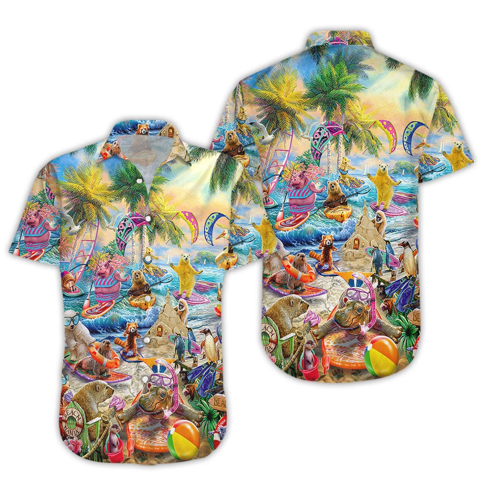 Discover Animal Shirt - Animals Surfing Party Swimming Summer Beach Hawaii Shirt