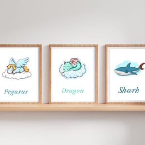 Set of 3 Sleepy Animals Print, Animal Nursery Decor, New Baby Printable, Cloud Nursery Poster, Nursery Print, Bedroom Wall Decor