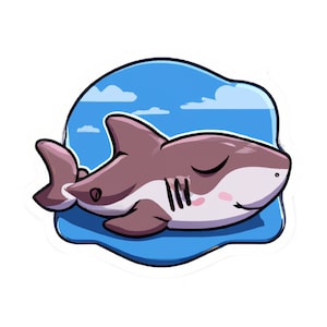 Sleepy Digital Shark Print, Size Adjustable, great for posters, nurseries, stickers, patches and more!