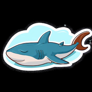 Tiburón dormido de dibujos animados ajustable, impresión digital gratuita para su uso para colocar en una variedad de artículos y ropa!