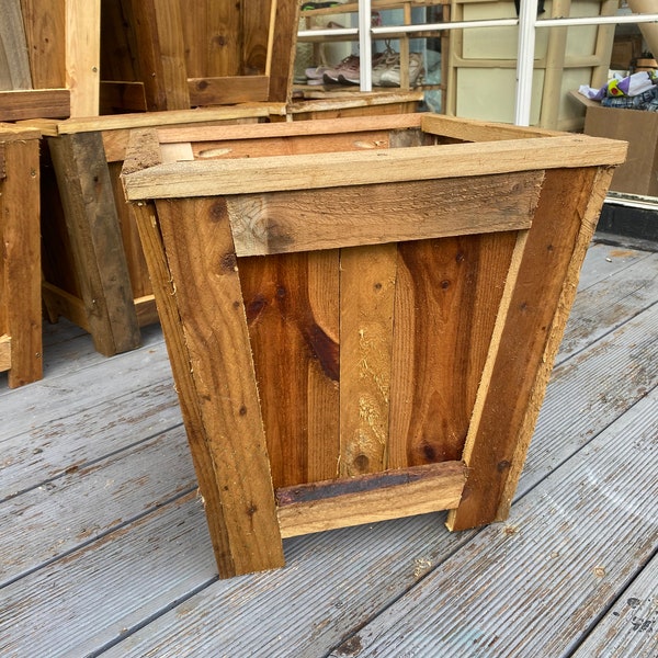 Wooden Tapered Planter - Reclaimed Wood Flower  Veg Timber Box Plant Pot.