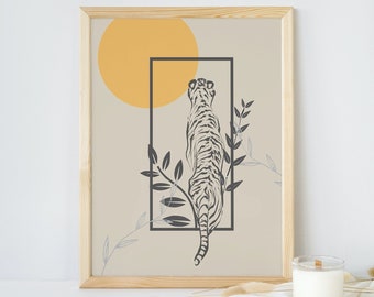 Arte astratta della parete della tigre / Design geometrico / Stampa artistica / Stampa artistica digitale / Download / Decorazione domestica stampabile