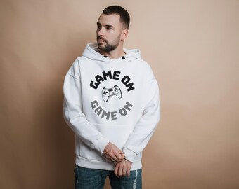 Game On Hoodie, Men&#39;s clothing, Gaming Shirt, Gaming Jacket, Gaming Hoodie, Vintage Game, Retro Game, Game Lover Gift for Him, PC Games Fan