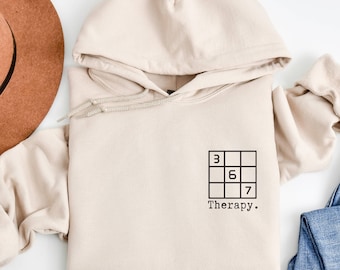 Soduko Therapy Hoodie, Suduko Shirt, Puzzle Shirt, Matching Hoodies, Gift for Couples, Maths Puzzle Pullover, Gift for Puzzle Lover