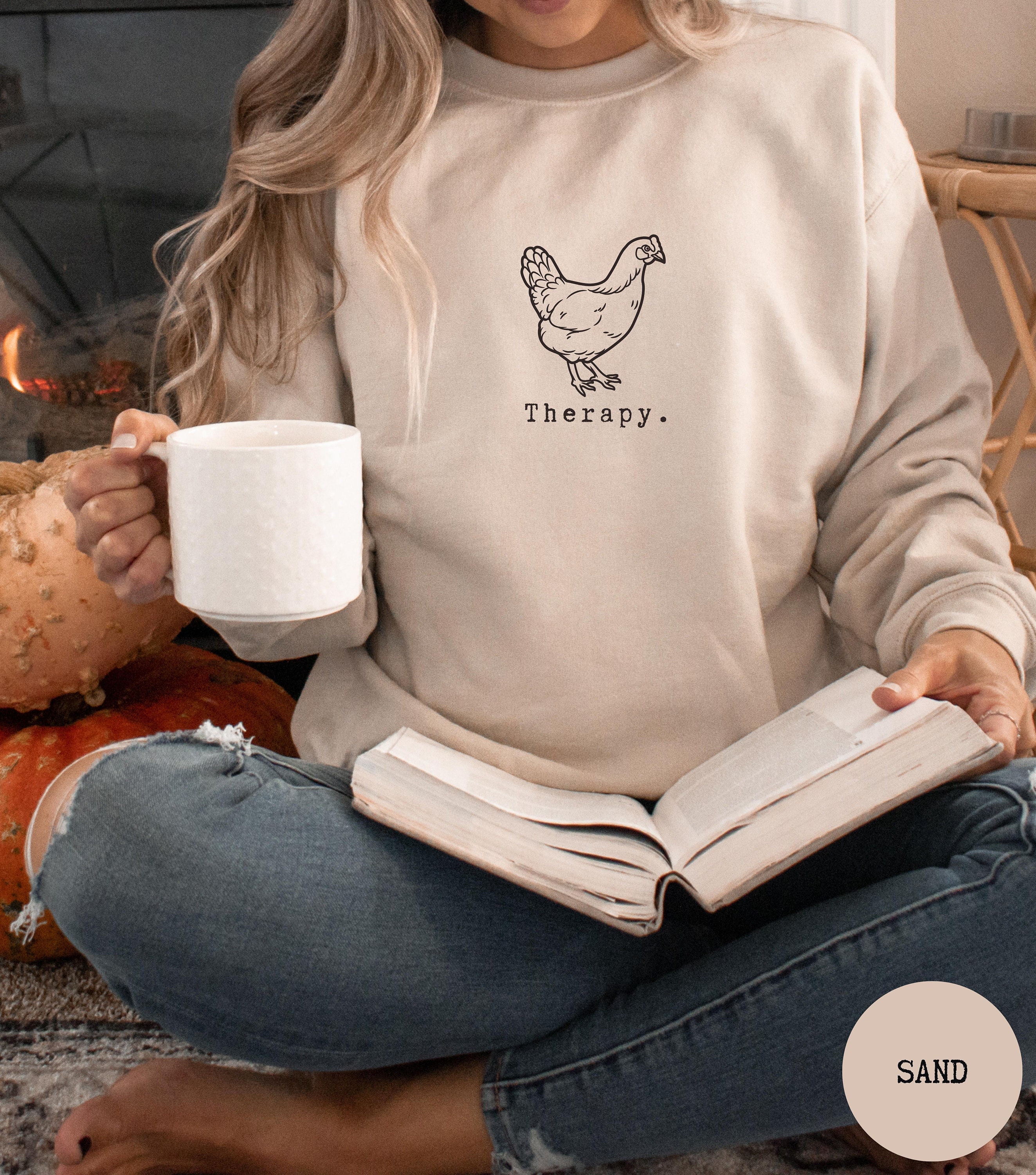 Therapy chicken sweatshirt, chicken sweatshirt, farm sweatshirt, farm sweater, chicken shirt, gift for chicken lover, chicken lover gift