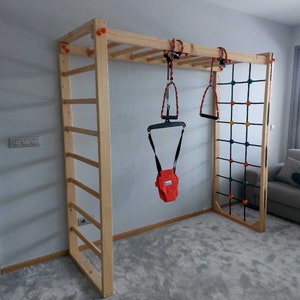 Wooden climbing group, Climbing Wall for Toddler Indoor playground, Nursery kids gym, Montessori furniture, Wooden Swedish Ladder,