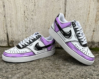 Nike Court Vision Cartoon Lilac hand painted