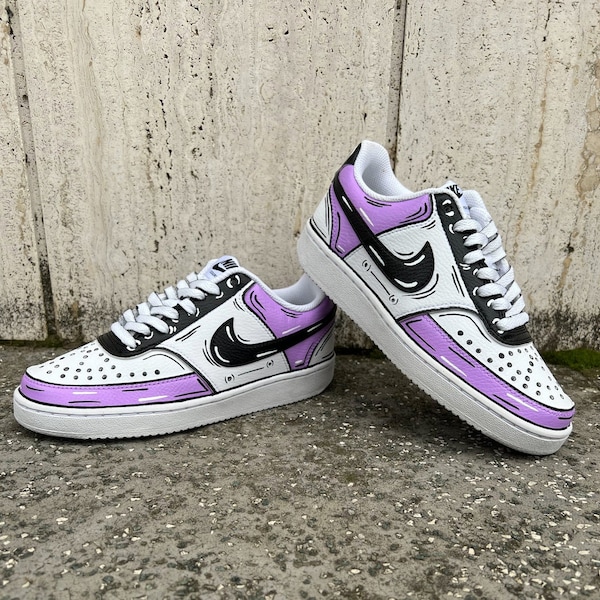 Nike Court Vision Cartoon Lilac hand painted