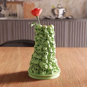 3D Skeleton Flower Vase STL File - Skull Decor for Home, 3D Printing Skeleton Vase, Gothic Digital Art, Halloween Vase Gift, Unique 3D Model