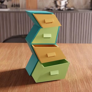 3D Curved Drawer Box STL File - Stackable Storage for Tools, 3D Printing Organizer, Mini Drawer System, Digital Toolbox Model, DIY Gift Idea
