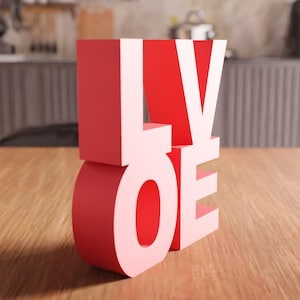 Archivo STL de modelo de texto de amor 3D: regalos de decoración para parejas, decoración moderna de San Valentín, archivo de impresión 3D, impresión 3D, decoración 3D única