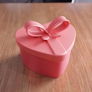3D Heart Shaped Valentine Box STL File - Decorative heart jewelry storage box, Romantic mini gift case, Unique valentine keepsake container