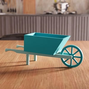 Dekoracja taczki 3D STL - unikatowa doniczka ogrodowa lub biurkowa, gotowy do wydrukowania pomysł na prezent dla taty, rustykalny wystrój domu, projekt wydruku 3D