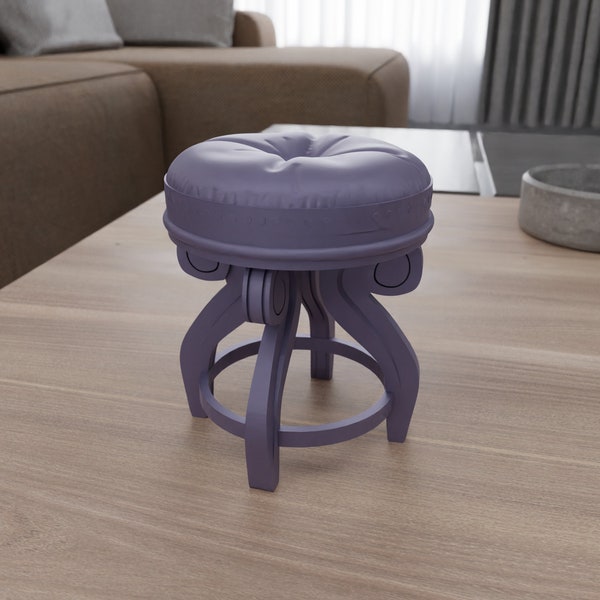 3D Footstool Decor for Home and Living with 3D Print Stl Files & 3D Printing, Miniature Chairs, Footstool Small, Chair, 3D Printed Decor