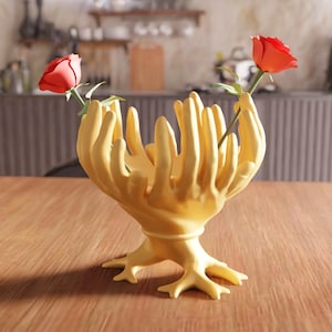 3D Octopus Hand Vase STL File - Unique Flower Vase for Desk or Shelf Decor, Modern Hand Sculpture, Digital File Gift for Her or Him