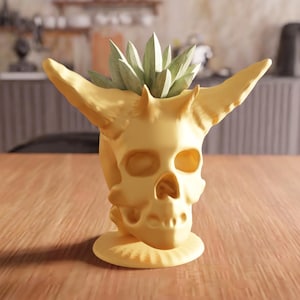 3D Demon Skull Vase STL File - Unique Skull Decor, Demon Horn Vase, 3D Print File, Gothic Home Decor, Gift Idea, 3D Printing