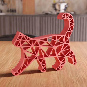 3D wireframe kattendecor STL-bestand - cadeaus voor kattenliefhebber, woondecoratie, 3D-printen, klaar om af te drukken, kattenkunst, 3D-afdrukbaar decor, moderne 3D-kunst