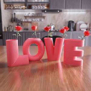 Jarrones con letras de amor en 3D como archivo STL y regalo de San Valentín, impresiones de amor, floreros, decoración de San Valentín, arte de San Valentín, maceta, regalo para pareja