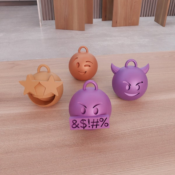 3D Emoji Keychain Accessories with 3D Stl Files & 3D Figure, Keychain Accessories, 3D Print File, Women Keychain, 3D Printing, Girl Keychain