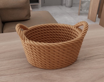 Panier 3D en osier en filet 2 avec fichier Stl et mini boîte, impression 3D, porte-bijoux, décoration en osier, cadeau pour petite amie, panier à linge en osier