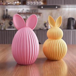3D Printable Easter Egg Set with Bunny Ears STL Files - Cute holiday decor, Adorable Easter gift, Seasonal spring table centerpiece
