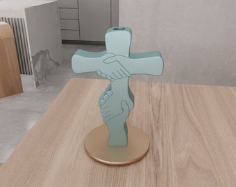 Vaso a croce decorativo 3D come file Stl 3D e vaso di fiori, stampa 3D, croce personalizzata, file di stampa 3D, croce a mano, arte incrociata, vaso decorativo