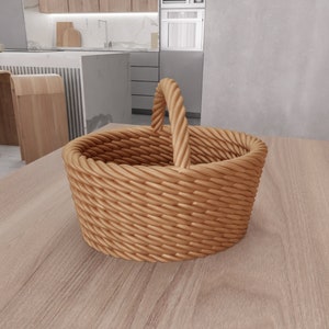 3D ウィッカー メッシュ バスケット 3 (Stl ファイル付き) & ホームとリビング、3D プリント、ジュエリー ディッシュ、ウィッカー装飾、ガールフレンドへのギフト、ウィッカー ランドリー バスケット