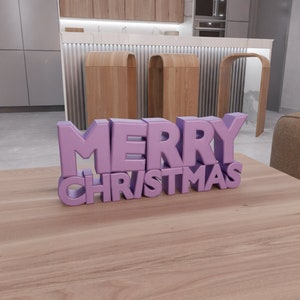 Modelo de texto de Feliz Navidad en 3D para decoración navideña con archivo STL y arte de texto, decoración con letras, decoración impresa en 3D, archivo de impresión en 3D, arte con letras