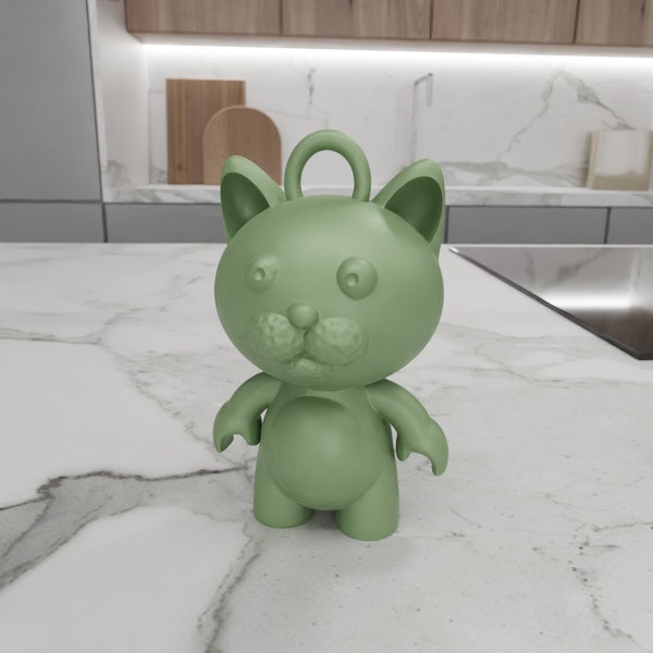 3D Cute Cat for Keychain or Decor with 3D Print Stl Files & Cat Print, Cat Decor, 3D Printed Decor, Gifts for Her, 3D Printing, Cat Lover