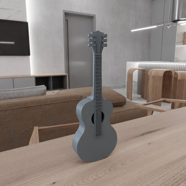 3D Guitar Decor with 3D Print Stl Files and Gift for Musician & Kids Toy, Acoustic Guitar, 3D Printing, Guitar Gifts, 3D Printed Decor