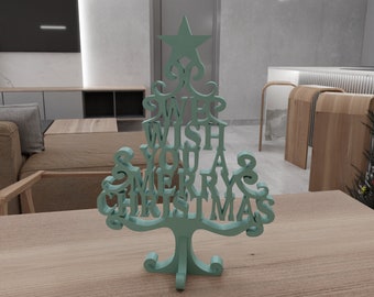 3D We Wish You A Merry Christmas Tree Decor with 3D Stl Files & Christmas Gift, 3D Printing, Christmas Decor, 3D Printed Decor, Home Decor