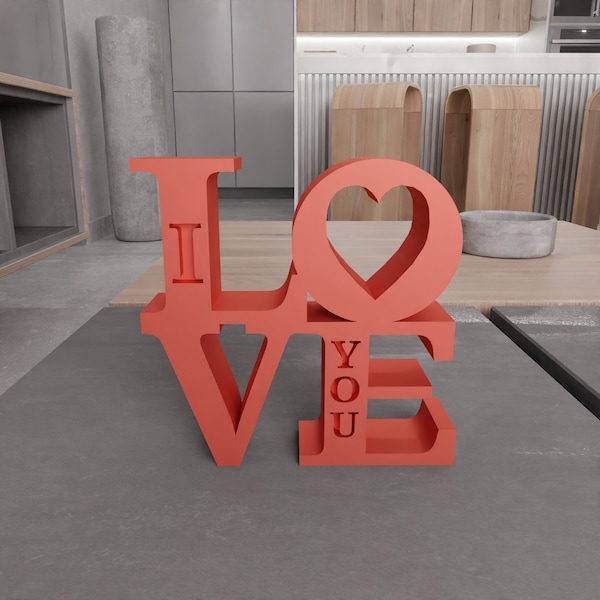 3D I Love You Text Gift for Girlfriend with Stl File & 3D Printed Decor, Valentine Gift, Valentine Decor, Heart Gift, Valentine Art