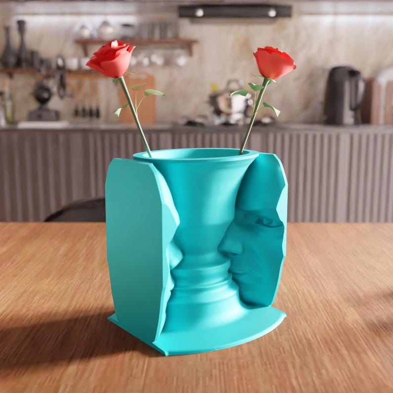 3D Illusion Face Vase STL File - Optical art home decor sculpture gift (Digital Download) image 8