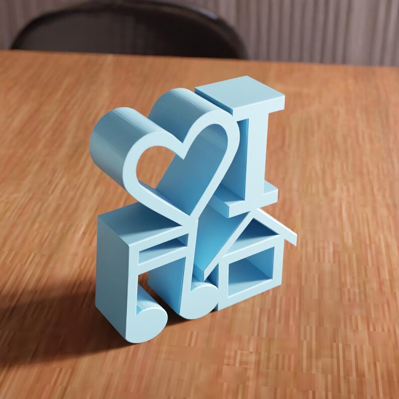 3D I Love Home Music Decor STL File - Modern Wall Accent Typography (Digital Download) image 5