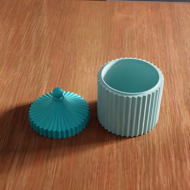 3D Ribbed Storage Jar STL File - Modern Lidded Container for Home Decor (Digital Download) image 8