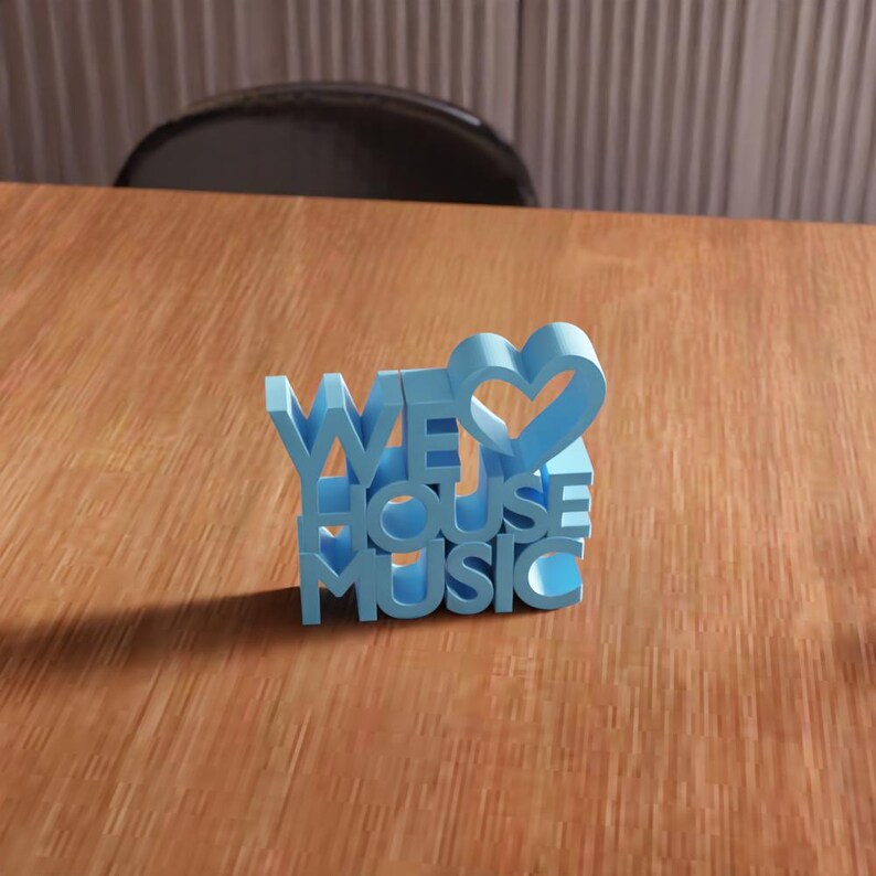 3D We Love Music STL File - music quote decor sign modern typography (Digital Download) image 5