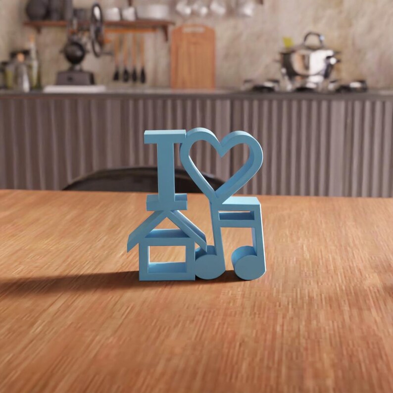 3D I Love Home Music Decor STL File - Modern Wall Accent Typography (Digital Download) image 4
