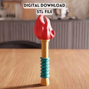 3D Torch Prop STL File - fantasy flame decor model for cosplay sets (Digital Download)