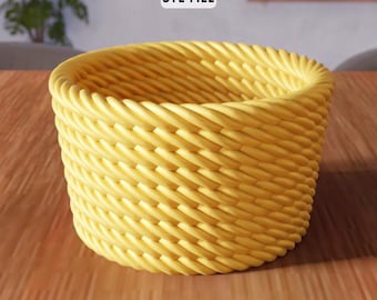 3D 編みバスケット V1 STL ファイル - モダンなロープスタイルの収納ホームデコレーション (デジタルダウンロード)