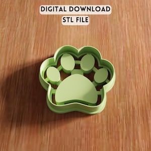 3D Paw Print Cookie Cutter STL File - Dog treat mold bakery crafts (Digital Download)