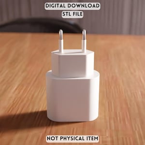 3D Type-C Charger Dock STL File – Modern Desk Power Adapter Holder (Digital Download)