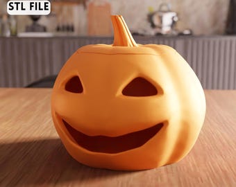 3D Pumpkin Lantern Container STL File - Halloween decor storage box model (Digital Download)