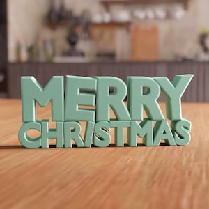 Arquivo STL 3D de Feliz Natal - Decoração de Cartas de Natal, Placa de Texto para o Natal, Arte de Parede Imprimível em 3D, Arquivo Digital, Decoração Festiva para Casa