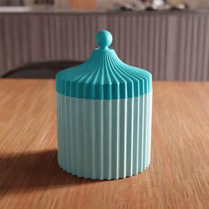 3D Ribbed Storage Jar STL File - Modern Lidded Container for Home Decor (Digital Download) image 4